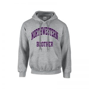 Northwestern University Wildcats Dark Grey Hooded Sweatshirt With Brother Design