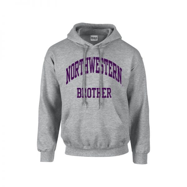 Northwestern University Wildcats Dark Grey Hooded Sweatshirt With Brother Design