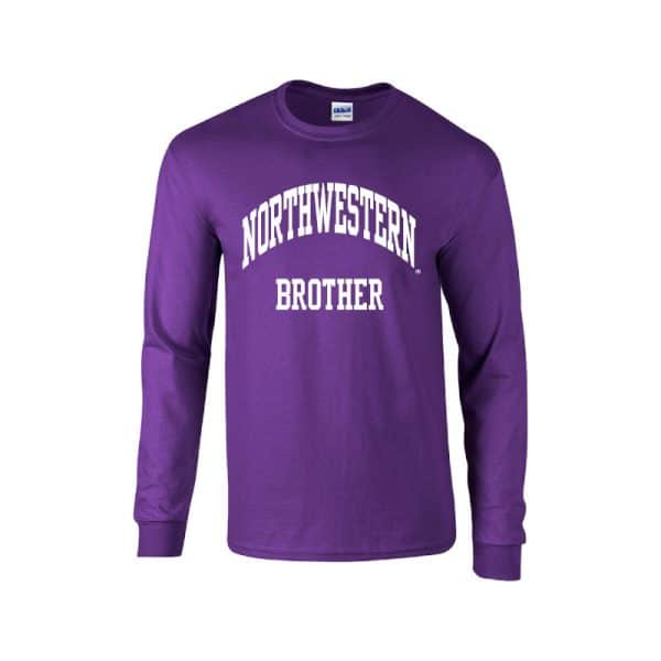 Northwestern University Wildcats Purple Long Sleeve Tee Shirt with Brother Design