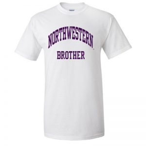 Northwestern University Wildcats Sport White Short Sleeve Tee Shirt with Brother Design NW2530