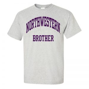 Northwestern University Wildcats Light Grey Short Sleeve Tee Shirt with Brother Design NW2531