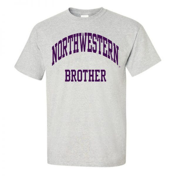 Northwestern University Wildcats Light Grey Short Sleeve Tee Shirt with Brother Design NW2531