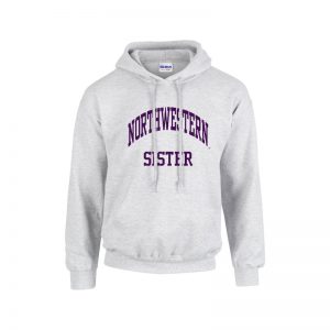 Northwestern University Wildcats Light Grey Hooded Sweatshirt With Sister Design