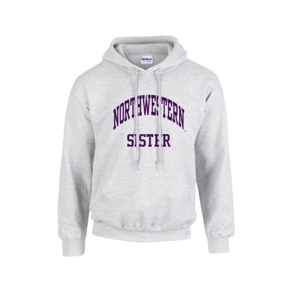 Northwestern University Wildcats Light Grey Hooded Sweatshirt With Sister Design