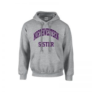 Northwestern University Wildcats Dark Grey Hooded Sweatshirt With Sister Design
