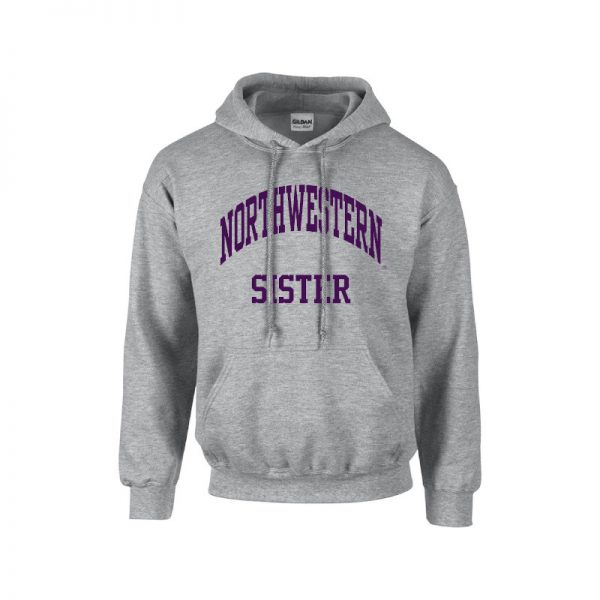 Northwestern University Wildcats Dark Grey Hooded Sweatshirt With Sister Design
