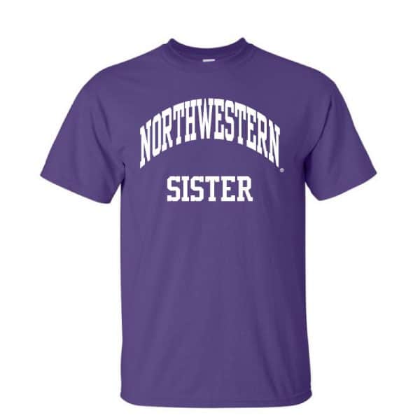 Northwestern University Wildcats Purple Short Sleeve Tee Shirt with Sister Design