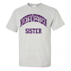 Northwestern University Wildcats Light Grey Short Sleeve Tee Shirt with Sister Design NW2939