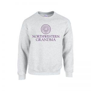 Northwestern University Wildcats Light Grey Crewneck Sweatshirt With Grandma Design