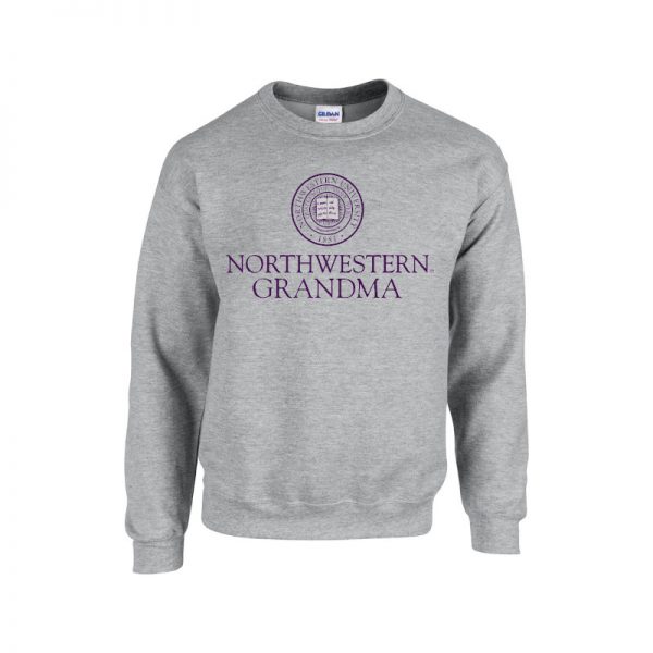 Northwestern University Wildcats Dark Grey Crewneck Sweatshirt With Grandma Design
