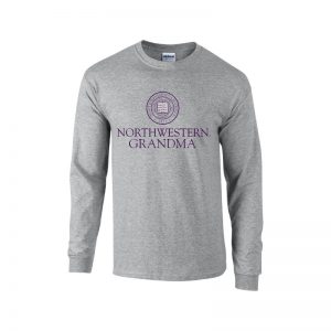 Northwestern University Wildcats Dark Grey Long Sleeve Tee Shirt with Grandma Design