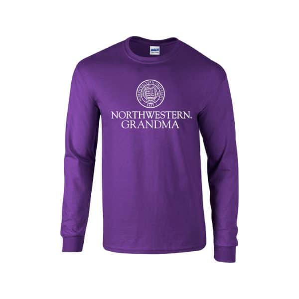 Northwestern University Wildcats Purple Long Sleeve Tee Shirt with Grandma Design