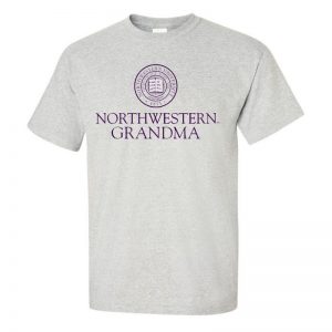 Northwestern University Wildcats Light Grey Short Sleeve Tee Shirt with Grandma Design NW2986