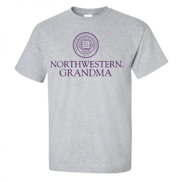 Northwestern University Wildcats Sport Grey Short Sleeve Tee Shirt with Grandma Design NW2987