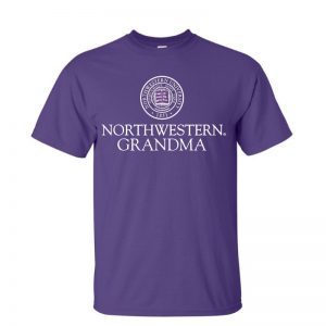 Northwestern University Wildcats Purple Short Sleeve Tee Shirt with Grandma Design