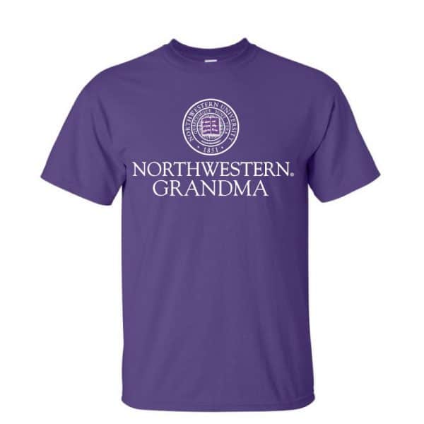 Northwestern University Wildcats Purple Short Sleeve Tee Shirt with Grandma Design
