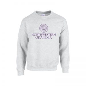 Northwestern University Wildcats Light Grey Crewneck Sweatshirt With Grandpa Design
