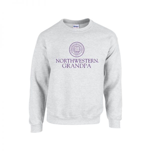 Northwestern University Wildcats Light Grey Crewneck Sweatshirt With Grandpa Design