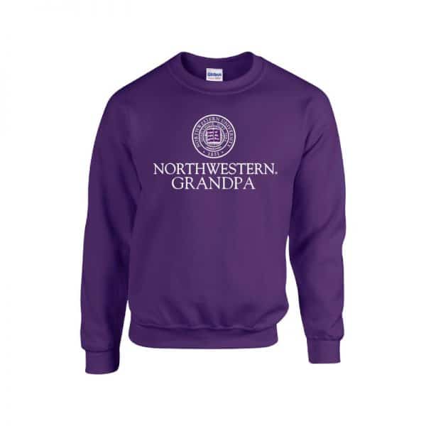 Northwestern University Wildcats Purple Crewneck Sweatshirt With Grandpa Design