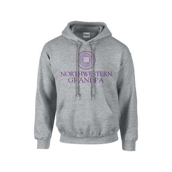 Northwestern University Wildcats Dark Grey Hooded Sweatshirt With Grandpa Design