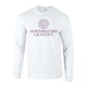 Northwestern University Wildcats White Long Sleeve Tee Shirt with Grandpa Design