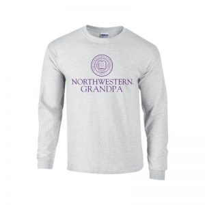 Northwestern University Wildcats Light Grey Long Sleeve Tee Shirt with Grandpa Design