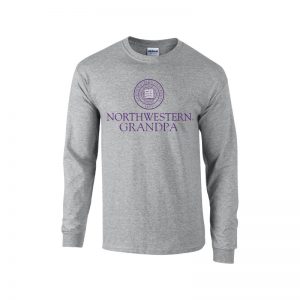 Northwestern University Wildcats Dark Grey Long Sleeve Tee Shirt with Grandpa Design