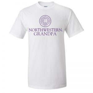 Northwestern University Wildcats White Short Sleeve Tee Shirt with Grandpa Design NW3001