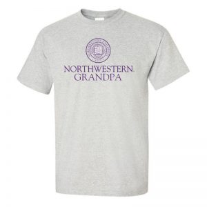 Northwestern University Wildcats Light Grey Short Sleeve Tee Shirt with Grandpa Design NW3002