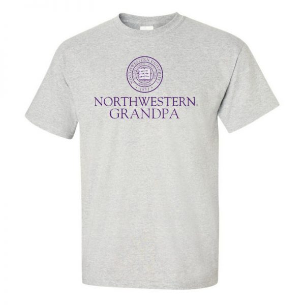 Northwestern University Wildcats Light Grey Short Sleeve Tee Shirt with Grandpa Design NW3002