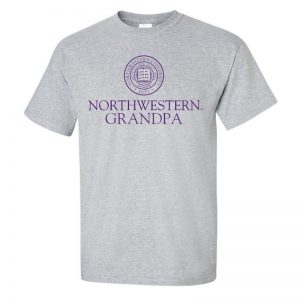 Northwestern University Wildcats Sport Grey Short Sleeve Tee Shirt with Grandpa Design NW3003
