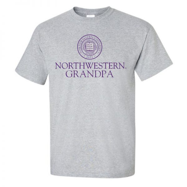 Northwestern University Wildcats Sport Grey Short Sleeve Tee Shirt with Grandpa Design NW3003