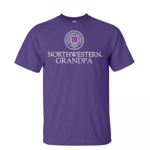 Northwestern University Wildcats Purple Short Sleeve Tee Shirt with Grandpa Design