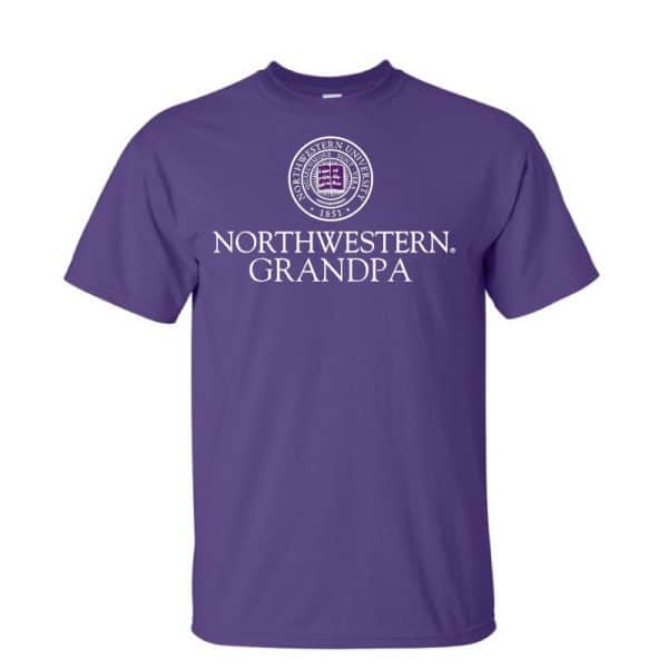 Northwestern University Wildcats Purple Short Sleeve Tee Shirt with Grandpa Design
