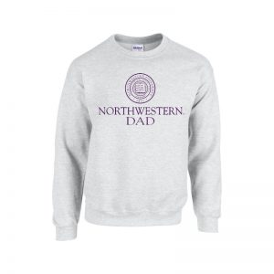 Northwestern University Wildcats Light Grey Crewneck Sweatshirt With Dad Design