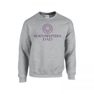 Northwestern University Wildcats Dark Grey Crewneck Sweatshirt With Dad Design