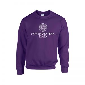 Northwestern University Wildcats Purple Crewneck Sweatshirt With Dad Design