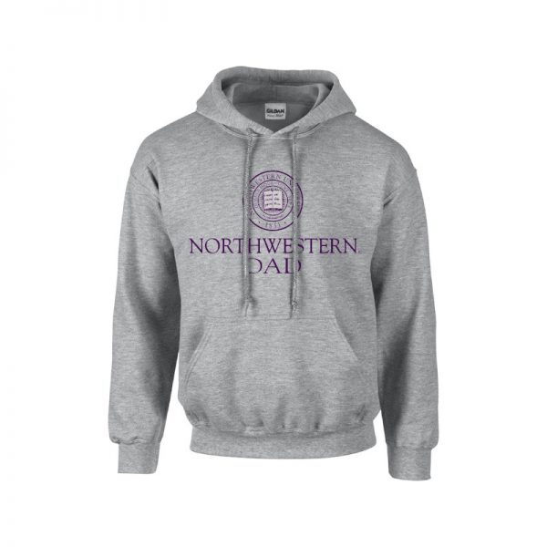 Northwestern University Wildcats Dark Grey Hooded Sweatshirt With Dad Design