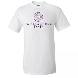 Northwestern University Wildcats White Short Sleeve Tee Shirt with Dad Design NW2969