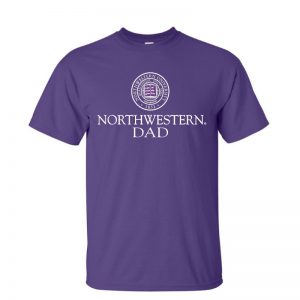 Northwestern University Wildcats Purple Short Sleeve Tee Shirt with Dad Design
