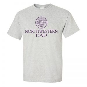 Northwestern University Wildcats Light Grey Short Sleeve Tee Shirt with Dad Design NW2972