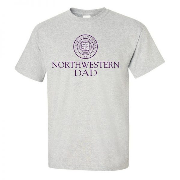 Northwestern University Wildcats Light Grey Short Sleeve Tee Shirt with Dad Design NW2972