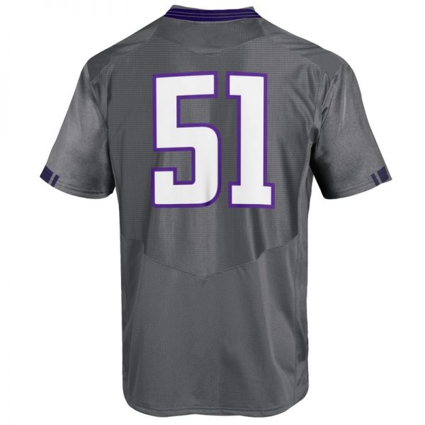 Northwestern University Wildcats Adult Under Armour Grey Replica Football Jersey with #51 -Back