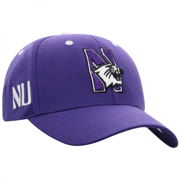 Northwestern University Wildcats Top Of The World Constructed Purple Velcroback Hat with The N-Cat Design - Image 2