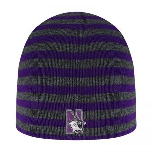Northwestern University Wildcats Adult Purple/Charcoal Blizzard Micro Stripped Knit Beanie
