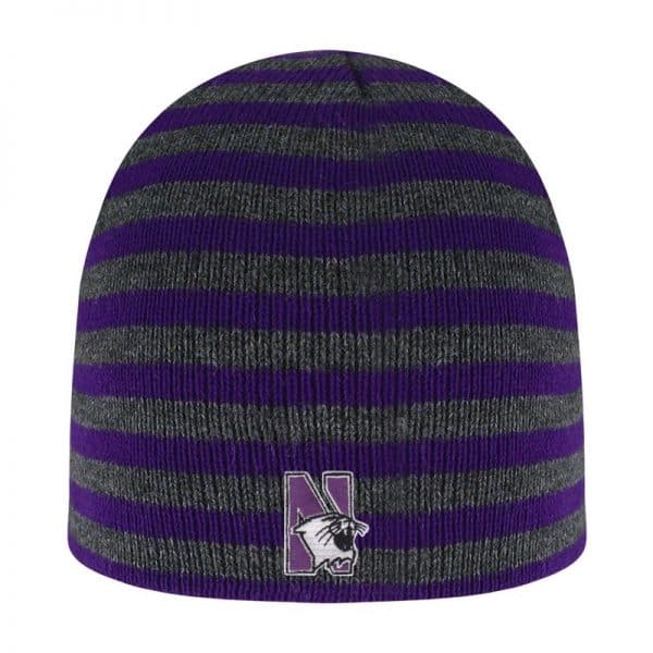 Northwestern University Wildcats Adult Purple/Charcoal Blizzard Micro Stripped Knit Beanie