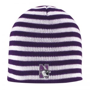Northwestern University Wildcats Adult Purple/White Blizzard Micro Stripped Knit Beanie