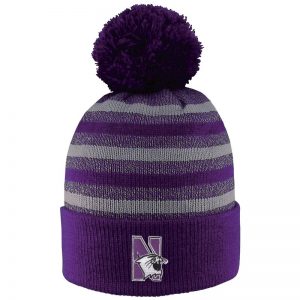 Northwestern University Wildcats Adult Doc Marled Yarn Cuff Hat With Pom