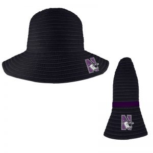 Northwestern University Wildcats Amelia Black Collapsible Travel Sun Hat With Accent Hair Band