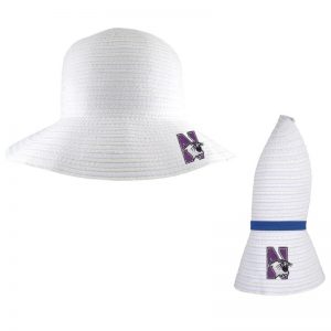 Northwestern University Wildcats Amelia White Collapsible Travel Sun Hat With Accent Hair Band